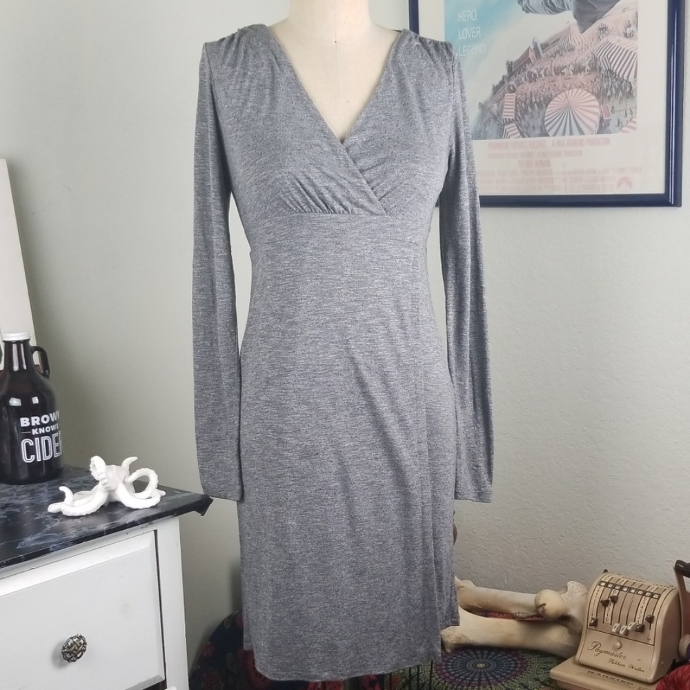 Athleta Heather Grey Wrap Around Long Sleeve Dress - Picture 2 of 8